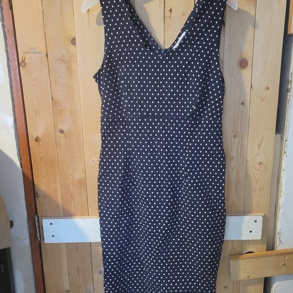 Cleo Vintage Navy and White Polkadot Dress - Picture 1 of 2
